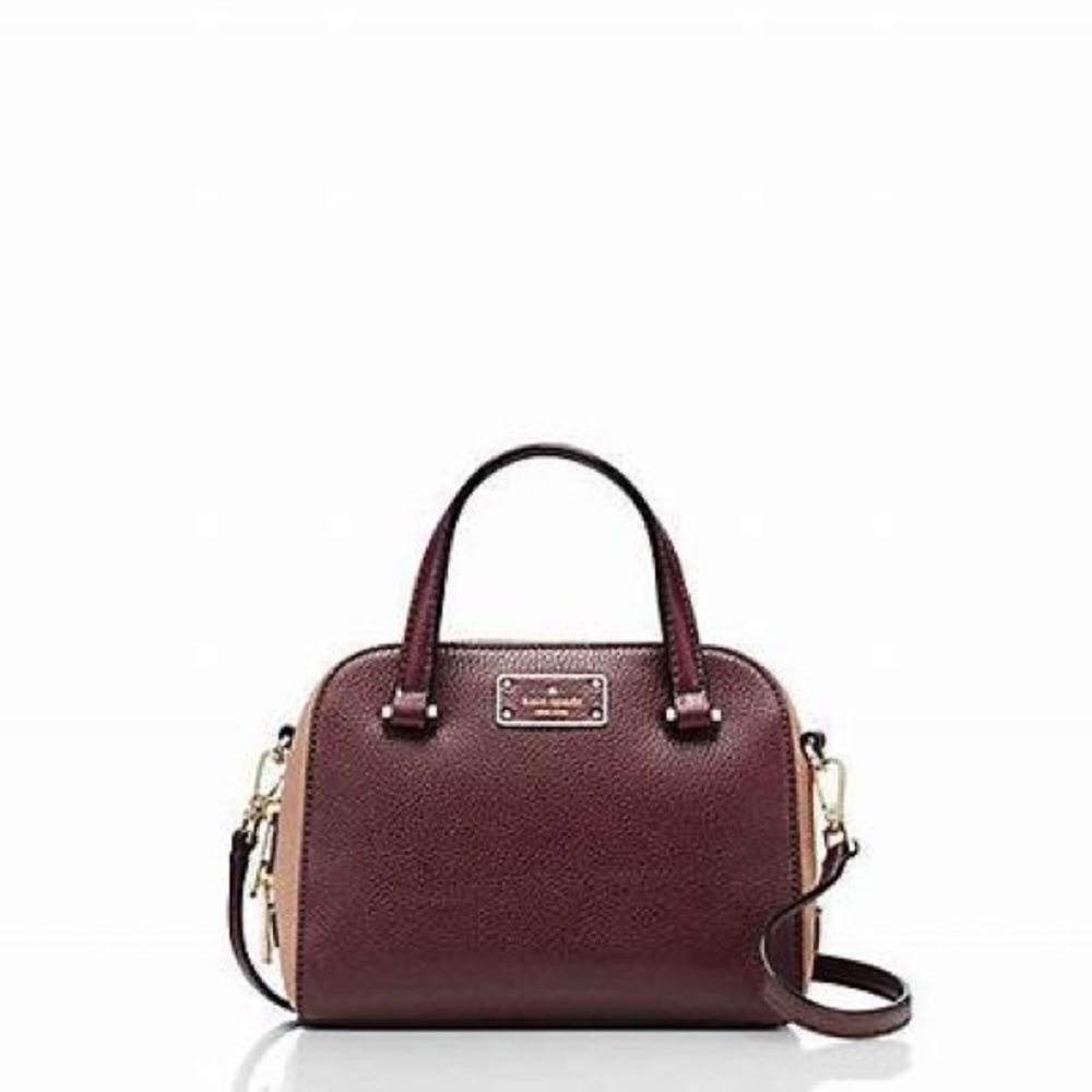🆕 Kate Spade burgundy red pebble leather crossbody tote purse bag